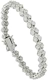 Sterling Silver 9.5 ct. size 3 Row Chevron CZ Tennis Bracelet, 7 in., 1/4 (7mm) wide