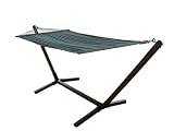 BuyDirect4U 3M X 1.2M FREE STANDING WOODEN GARDEN HAMMOCK BLUE
