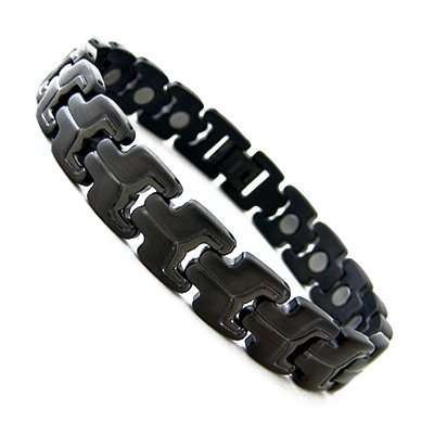 Men's Gun Metal Magnetic Titanium Golf Bracelet T21 8.5