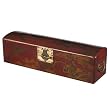 Handmade 24" Red Leather Golden Chinese Painted Dragon & Phoenix Long Storage/Gift Box