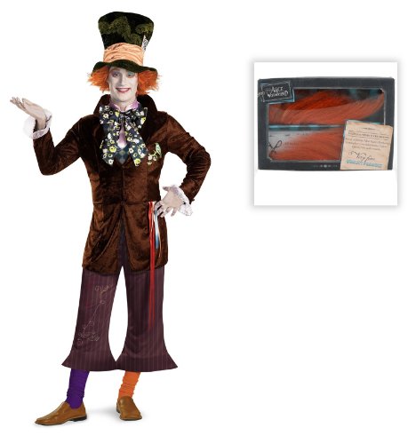 Alice In Wonderland Movie Prestige Mad Hatter Teen Costume including Eyebrows -Teen (38-40)