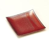 鬼丸雪山窯　赤釉　角銘々皿 【和皿・洋皿 高取焼】 【5個組】