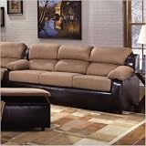 Simmons 5001S Soflex Padded Microfiber And Luxurahide Sofa - Chocolate And Tan