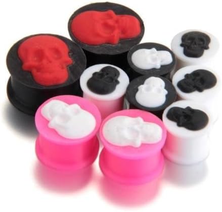 DatConShop(TM) 10pcs Silicon Ear Tunnel Gauges Fake Stretcher Taper Cheater Skull 16-23mm