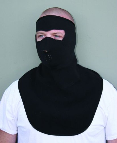 ZANheadgear Black Neoprene Face Mask with Fleece Neck Shield