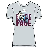 Bettie Page Girl Next Door Women's Junior T-Shirt In Silver, Size: Medium