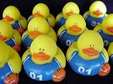 One Dozen (12) Blue & White BASKETBALL Rubber Ducky Duck Party Favors