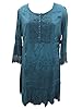 Womens Tunic Dress Lace Edging Hippy Chic Blue Vintage Style Dresses