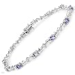 Bracelet With 1.74ctw Precious Stones - Genuine Diamonds and Tanzanites Beautifully Designed in White Gold. Total item weight 5.2g Length 7in