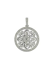 14K White Gold Round Antique Diamond Pendant (chain NOT included)