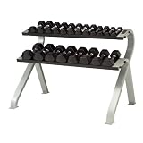 TKO 824HDR 2-Tier Horizontal Dumbbell Rack Silver Metallic