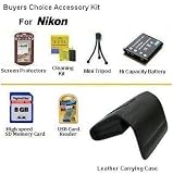 Buyers Choice Accessory Kit For Nikon Coolpix S8000 S6000 Kit Includes 8GB Memory, SD Card Reader, Extended Life Battery Pack, Mini Tripod, Slim Leather Carrying Case + More
