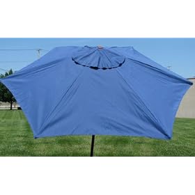 6 Panel Blue Capri 2 Tier Patio Umbrella