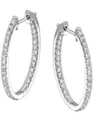 14k White Gold 1.10 Ctw Diamond Huggie Hoop Earrings