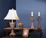 5pc Table Lamp & Candle Sticks Set in Antique Brown Finish Review