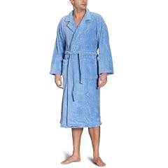 Buscher 3099110-16-4020 Gr��e: L Schalkragenbademantel "Lurex" Teddy Pl�sch-Microfaser, blau