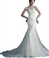 Mermaid Tulle Elbow Length Sleeves Applique  Dress