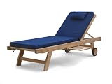 Review Jati  / Teak Sun Lounger Fixed Leg With Free Blue Cushion