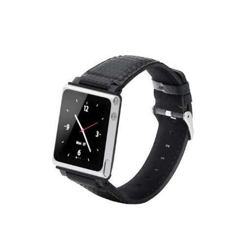 iWatchz BKALMBLKCRB Carbon Watch Wrist Strap for iPod Nano 6th Gen (Black Stitching)