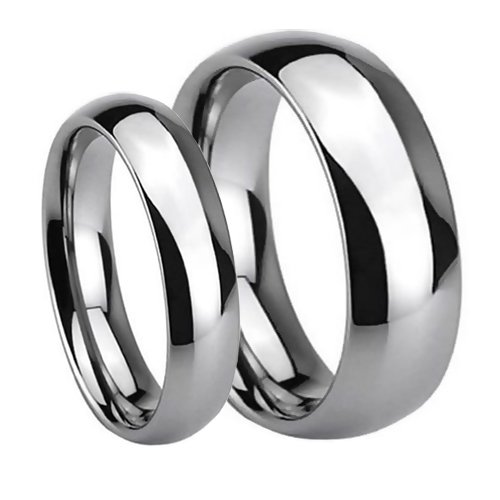 Matching Wedding Band Set, Tungsten Rings, High Polish Finish, Classy, His 8MM (Size 8-14), Her 6MM (Size 5-9) Half Sizes Matching Wedding Band Set, Tungsten Rings, High Polish Finish, Classy, His 8MM (Size 8-14), Her 6MM (Size 5-9) Half Sizes
