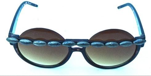 Cobra Super Snake Peekaboo Sunglasses, Brown Fade Lens, Brown Tortoise Acrylic Frame, Semi Precious Navettes, Proudly Made in the USA, 6 Inches X 2.25 Inches