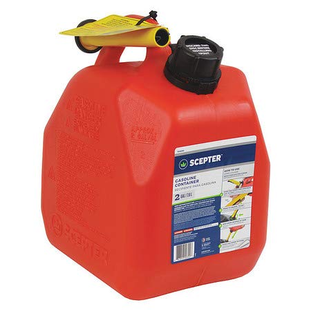 Gas Can, 2 gal, Red, PP, 11-15/32"Hx6-7/8"W