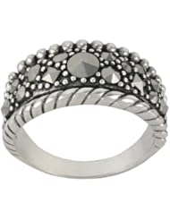 Sterling Silver Marcasite Textured Band Ring