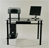 RTA Black Glass and Aluminum Computer Desk CT-009B