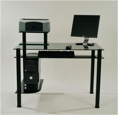 Computer Desk with Black Glass RTA CT-009B