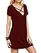Haola Women's Cross Front Deep V Neck Mini Dress Short Sleeve Casual T-Shirt Dress
