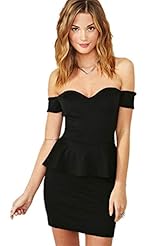 Sexy Off the Shoulder Polyester Peplum Evening Dress 