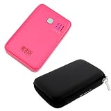 Ezopower Pink 2-port Ultra High-capacity Portable External Rechargable Backup Battey Pack -8000mah (2a) + Black GPS 4.3 Eva Case for Smartphone's