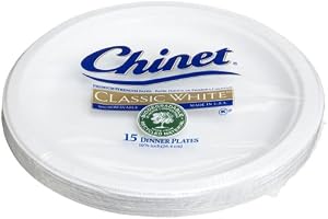 Chinet Classic White Dinner Plates (10.375-Inch), 15-Count Plates  (Pack of 6)