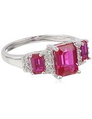 Sterling Silver Octagon Created White Sapphire Ring, Size 7
