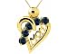 14K Yellow Gold Graceful Heart Gemstone Mom Pendant-Blue Sapphire , Chain- NOT included
