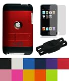2-Tone Rubberize Textured Hard Shell for the Apple iPod Touch 3 and 2 MP3 Players + Young Micro Shoe Silicone Skin Pouch compatible with Nike+ Sensor