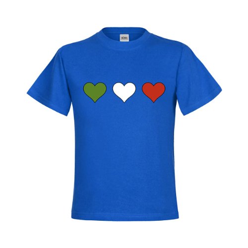MDMA Kinder T-Shirt Italia grünes Herz weißes Herz rotes Herz groß mdma-kt00023-9 Textil royalblue / Motiv farbig Gr. 134/146