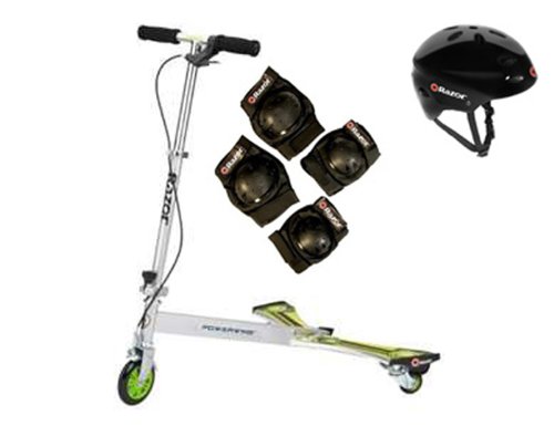 Razor PowerWing DLX 3-Wheel Caster Scooter with Helmet, Elbow and Knee Pads