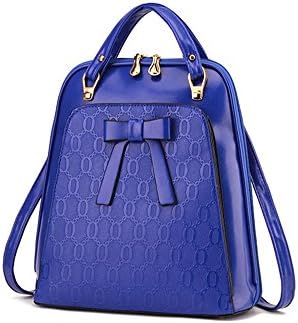 Ms. shoulder backpack shoulder bag Korean version of the influx women bag dual College Wind pu leather bag(Royal blue)