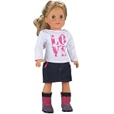 LOVE Shirt and Sequin Trim Denim Skirt, Fits 18