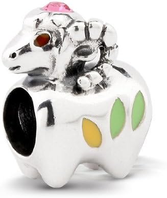 Zodiac Sheep Beads Made with Swarovski and Sterling Silver(Get 1 Genuine Leather Bracelet)