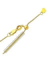 14K Yellow Gold 0.9mm Snake Link Length Adjustable Chain Necklace with Lobster Claw Clasp - 20" Inches
