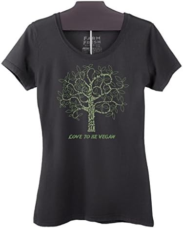 Vegan T Shirt "Vegan Tree Of Love" Women's Form Fitting Organic Cotton