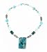 Necklace - N16 - Genuine Chrysocolla Pendant and Beads, Glass and Fire-Polished Beads and Pewter Beads