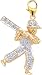 14k Gold Diamond Baseball Player Charm (1/10 cttw)