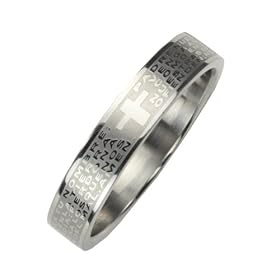 Stainless Steel Spanish Lord's Prayer 4mm Band Ring - Women