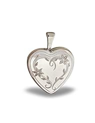 Sterling Silver "Floral Vine" Heart Locket - 2/3 Inch x 2/3 Inch or 3/4 Inch x 3/4 Inch