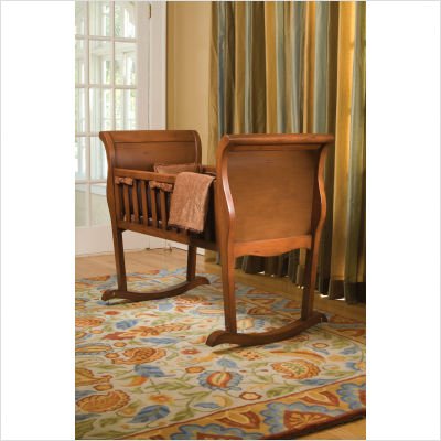 Green Frog Art Rocking Baby Cradle, Brandy Sleigh II