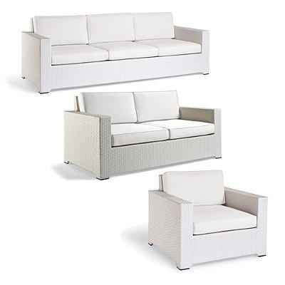 Palermo 3 Pc Outdoor Sofa Set In White Finish Sand With Canvas Piping Frontgate Patio Furniture Porphyrsdfesaksakov