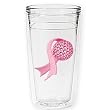 Pink Ribbon (Golf) 12 oz Slimline Insulated Beverage Tumbler, Clear